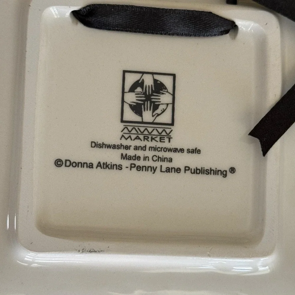 Donna Atkins Coffee Wall Plaques Set of 4 Ceramic Kitchen Decor Market Hanging